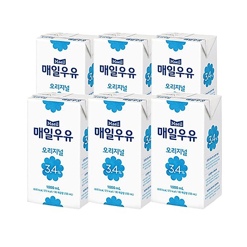 [매일] 멸균우유 1박스 (1L X 6개입) 냉장